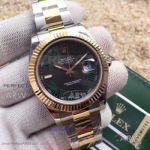 EW Factory Rolex 116334 Datejust II 41mm Slate Roman Dial All Gold Fluted Bezel Swiss Cal.3136 Watch
